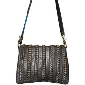 Tory Burch Black Crossbody Bag with Gold Chain Accents